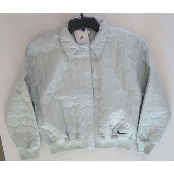 Nike DD5120 013 Women's Sz M Gray Haze Essentials Quilted Woven Jacket $110 - Picture 3 of 7